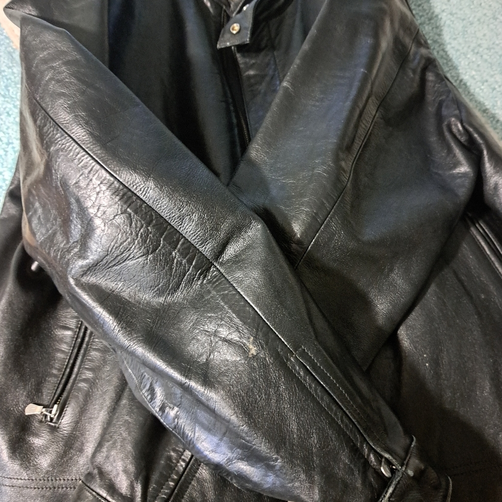 Calvin Klein Black Leather Bomber Jacket - Picture 6 of 14